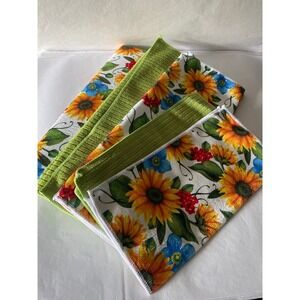 Smart Home 7 PC Kitchen Gift Set Sunflower Floral Print Green Dish Towels NEW